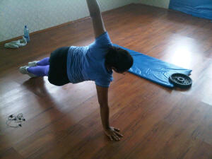 Me, in the middle of some fancy push-up.